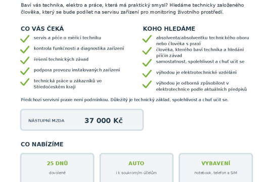 NOVÁ PRACOVNÍ PŘÍLEŽITOST - SERVISNÍ TECHNIK pro Středočeský kraj